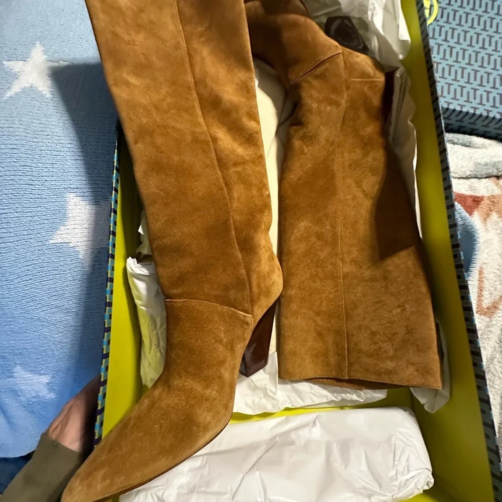 Tory Burch Lila Knee High Boots Rhum Suede Classic Fit 8 - Picture 4 of 12
